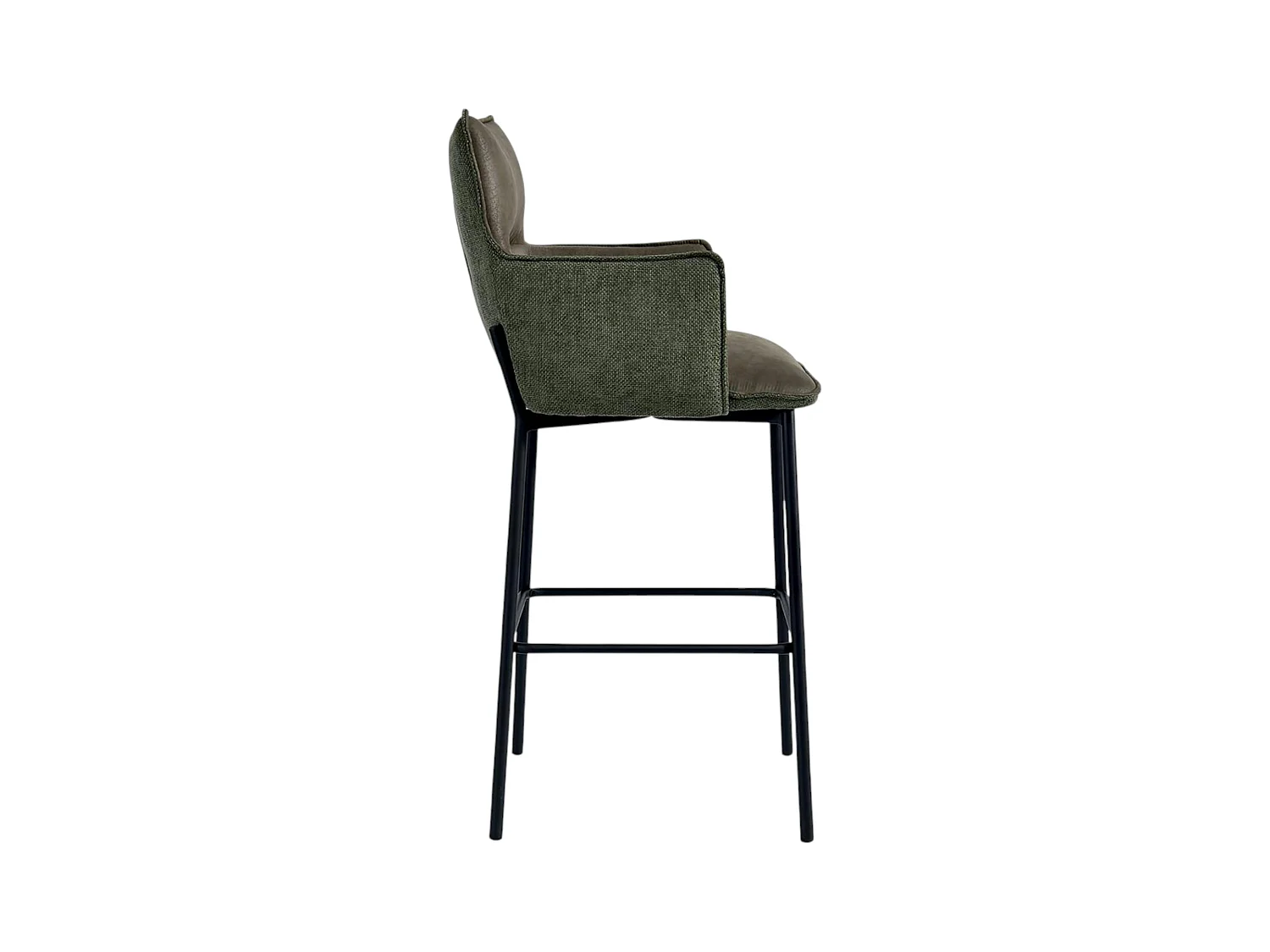 Tabouret bar bi-matière vert avec dossier (lot de 2) KERALA