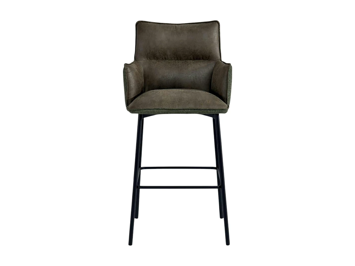 Tabouret bar bi-matière vert avec dossier (lot de 2) KERALA