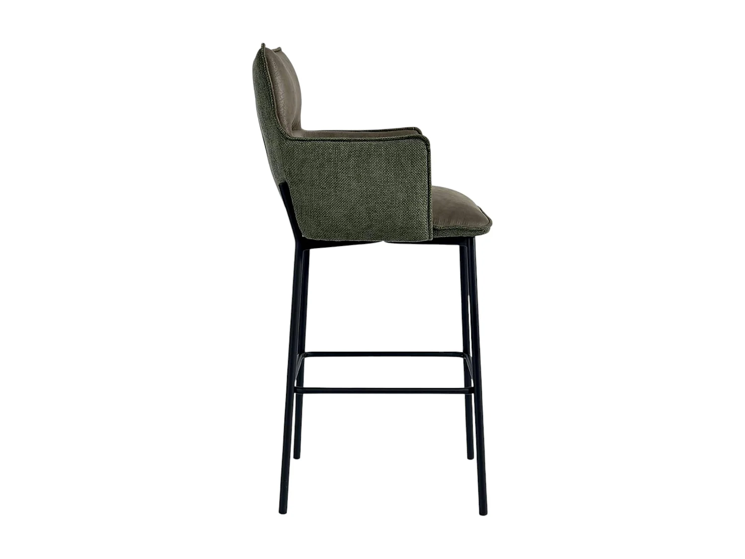Tabouret bar bi-matière vert avec dossier (lot de 2) KERALA