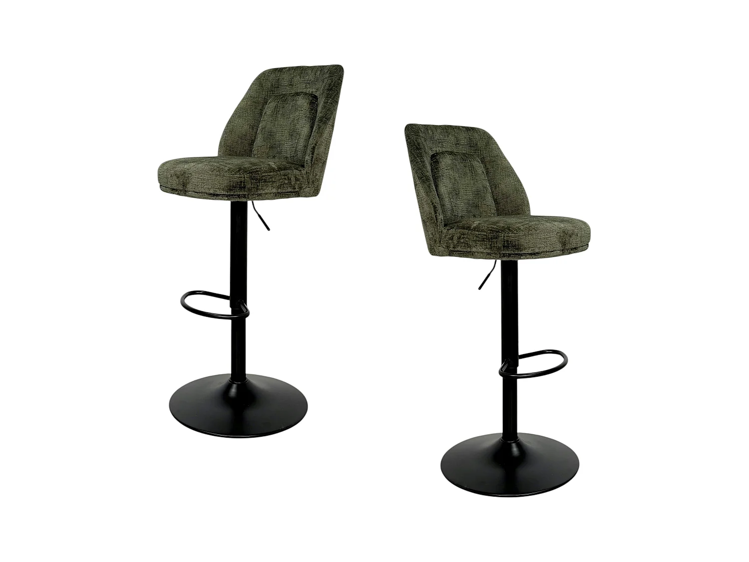 Tabouret bar réglable vert avec dossier (lot de 2) IENA