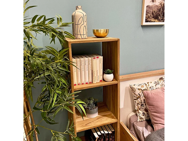 Étagère bibliothèque 141 cm colonne en teck 4 étages – EVELYN