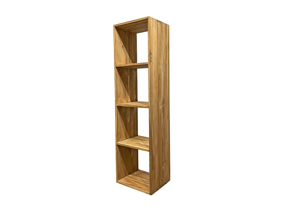 Étagère bibliothèque 141 cm colonne en teck 4 étages – EVELYN