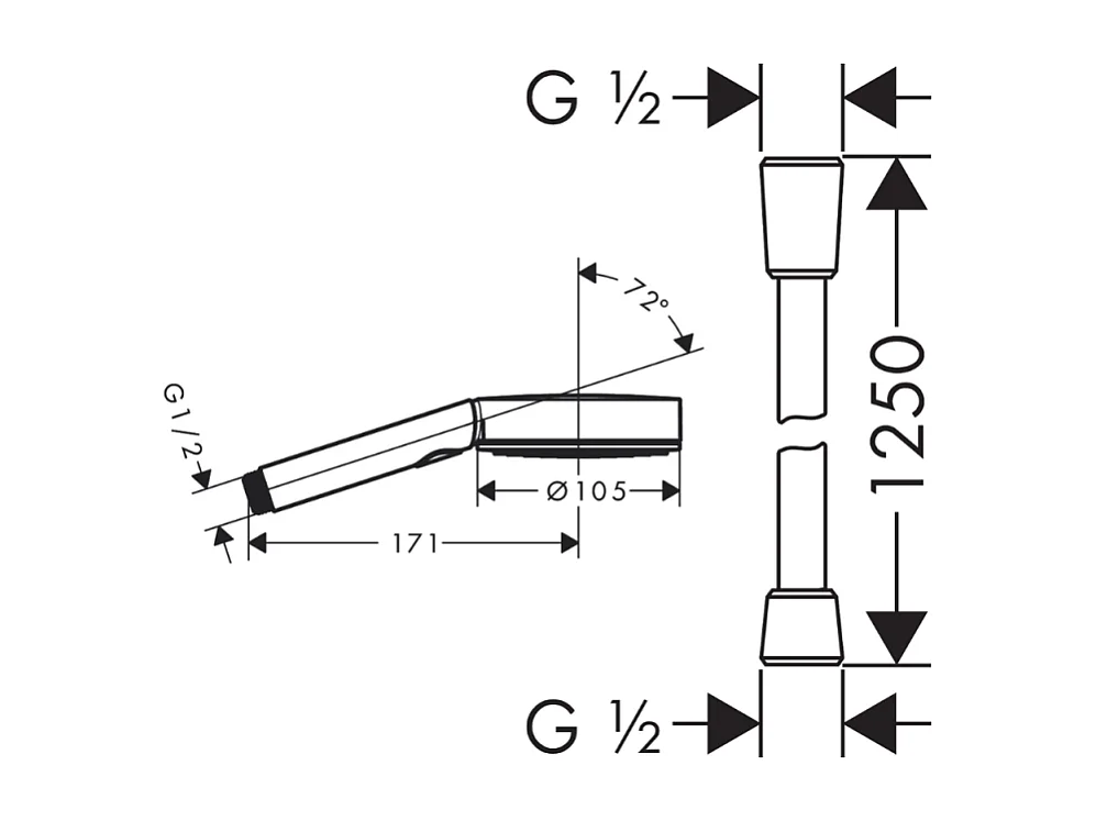Pommeau de douche HANSGROHE Pulsify Select EcoSmart 105 3 jets relaxation + Flexible 125 cm Isiflex Bronze brossé