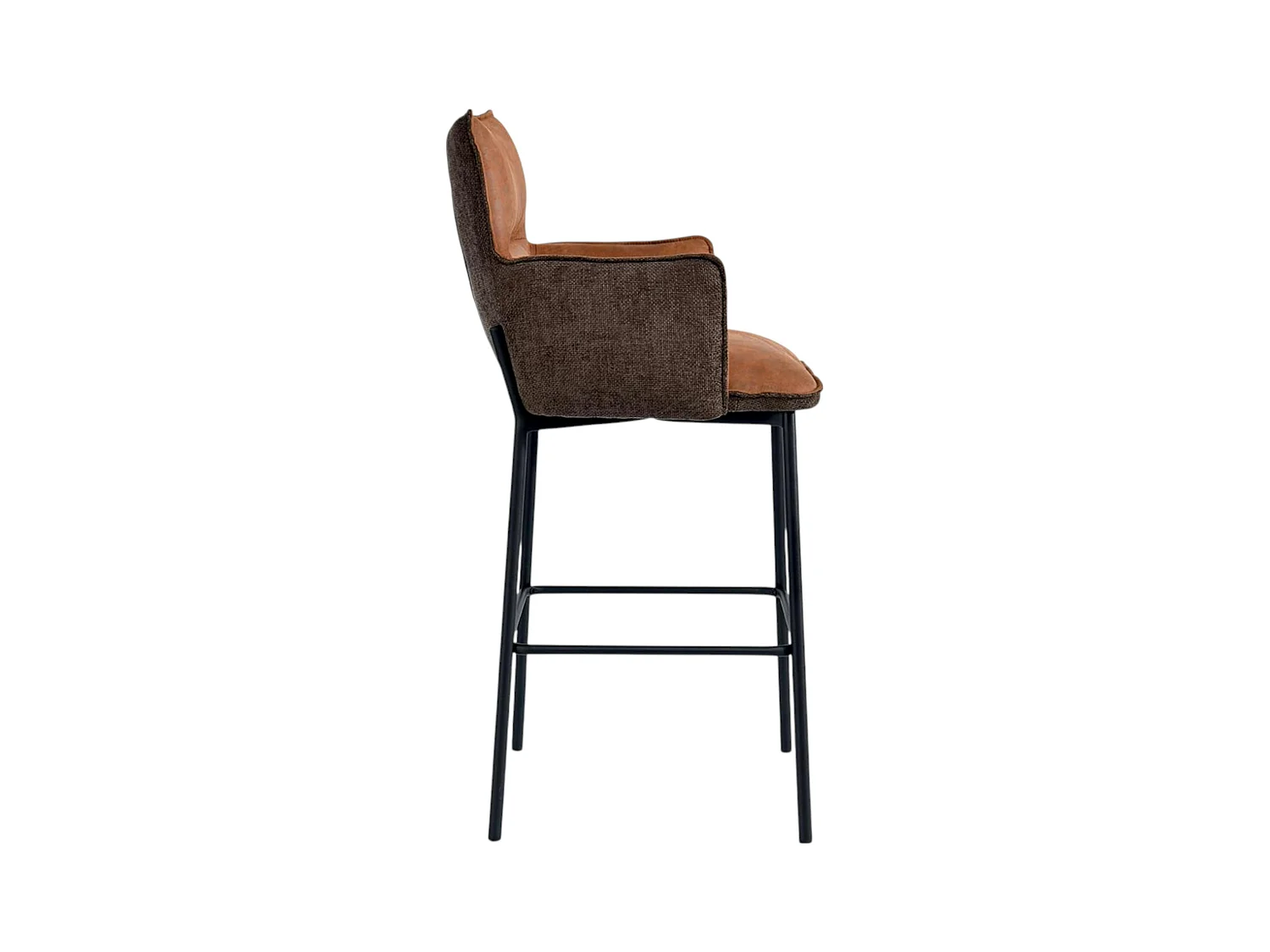 Tabouret bar bi-matière marron avec dossier (lot de 2) KERALA