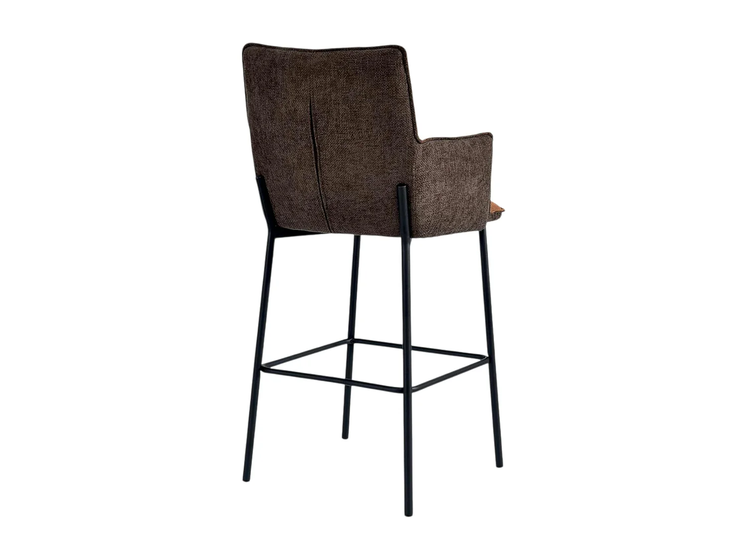 Tabouret bar bi-matière marron avec dossier (lot de 2) KERALA
