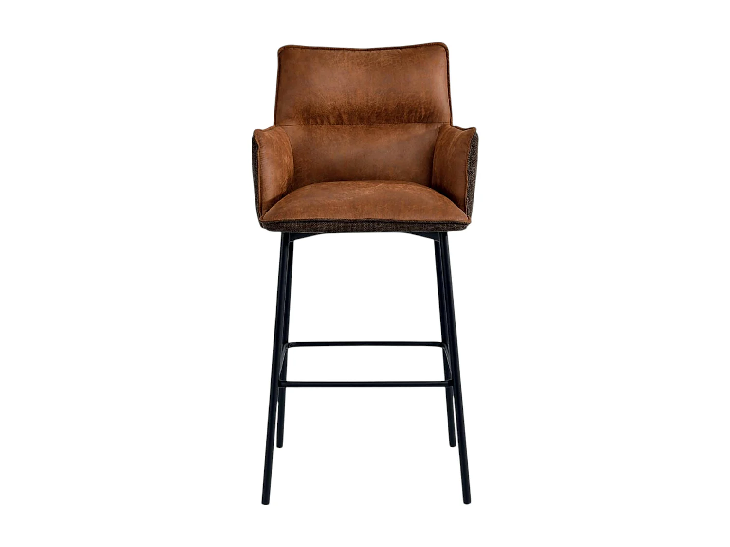 Tabouret bar bi-matière marron avec dossier (lot de 2) KERALA