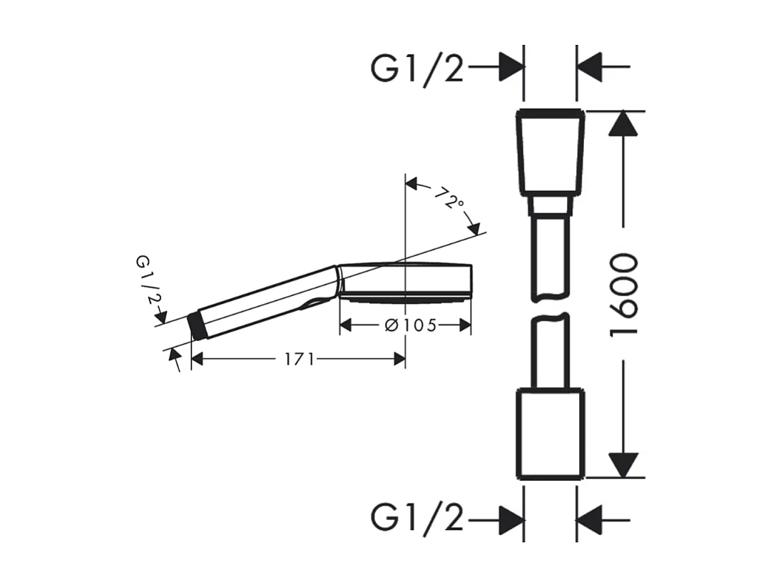 Pommeau de douche HANSGROHE Pulsify Select EcoSmart 105 3 jets relaxation + Flexible 160 cm Isiflex Bronze brossé