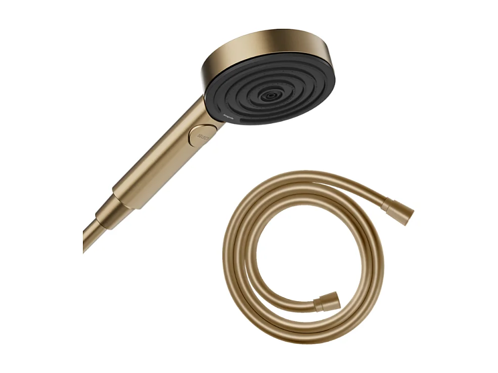 Pommeau de douche HANSGROHE Pulsify Select EcoSmart 105 3 jets relaxation + Flexible 160 cm Isiflex Bronze brossé
