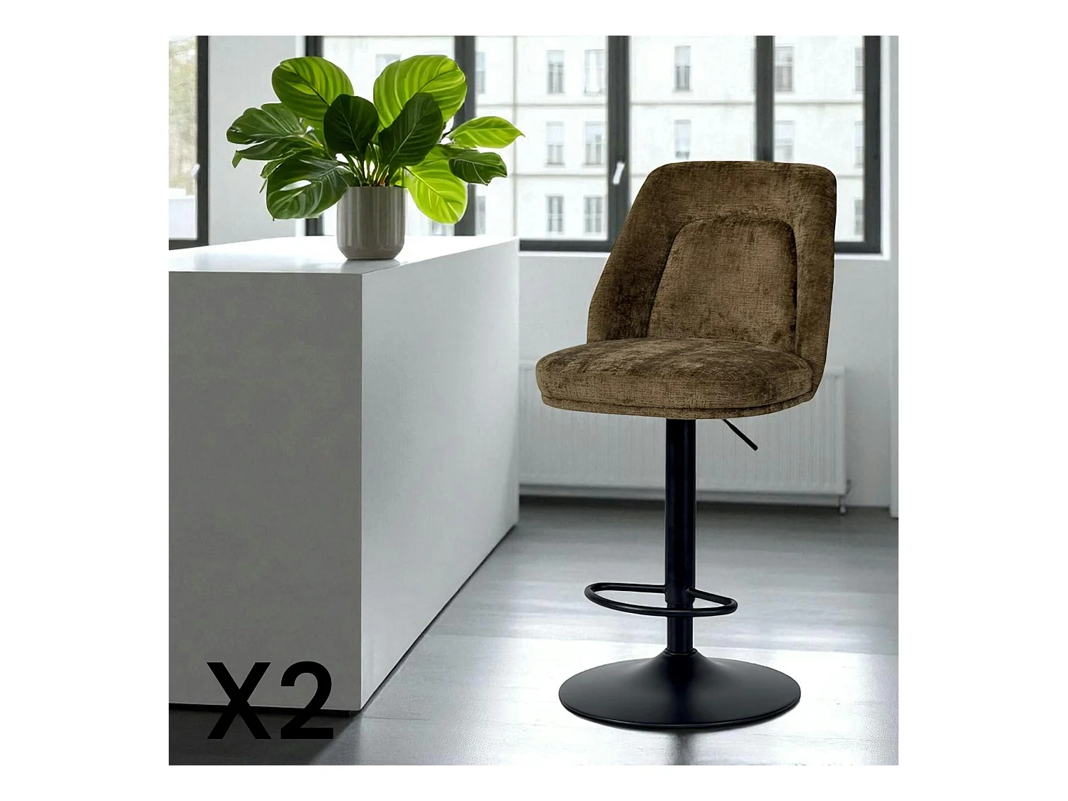 Tabouret bar réglable marron avec dossier (lot de 2) IENA