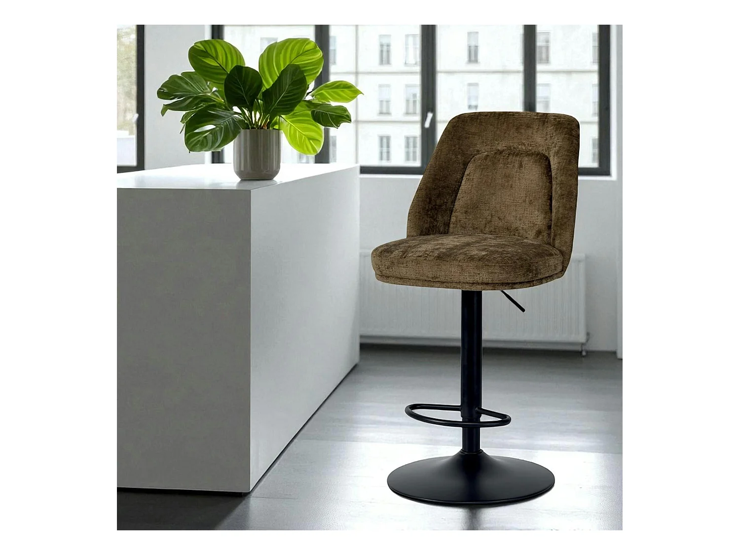 Tabouret bar réglable marron avec dossier (lot de 2) IENA