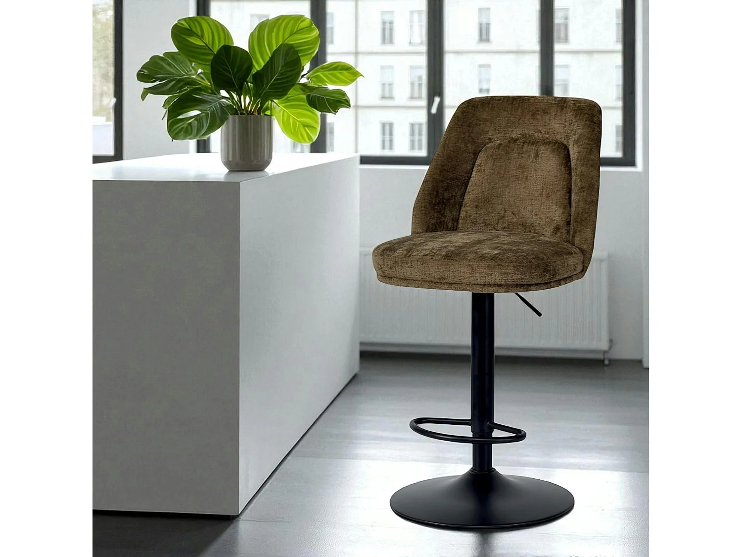 Tabouret bar réglable marron avec dossier (lot de 2) IENA