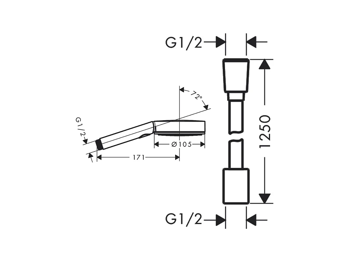 Pommeau de douche HANSGROHE Pulsify Select EcoSmart 105 3 jets relaxation + Flexible 125 cm Designflex Bronze brossé