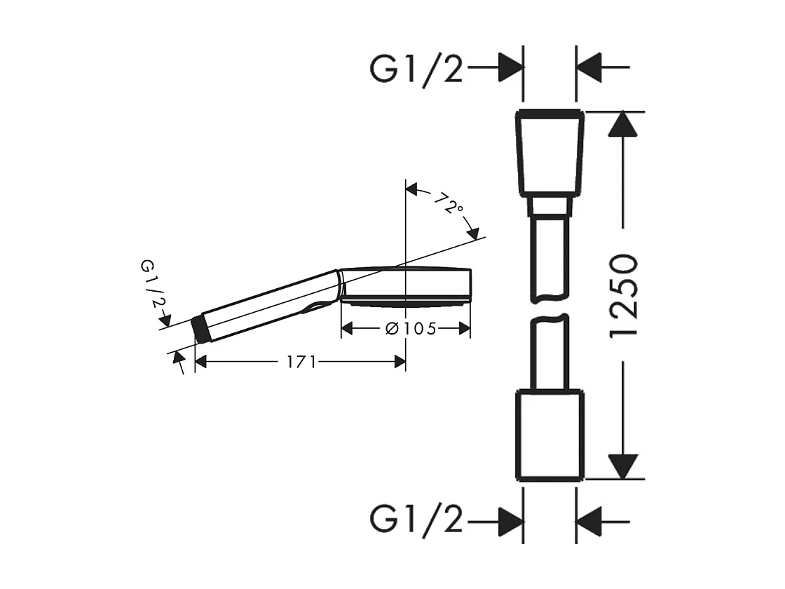 Pommeau de douche HANSGROHE Pulsify Select EcoSmart 105 3 jets relaxation + Flexible 125 cm Designflex Bronze brossé