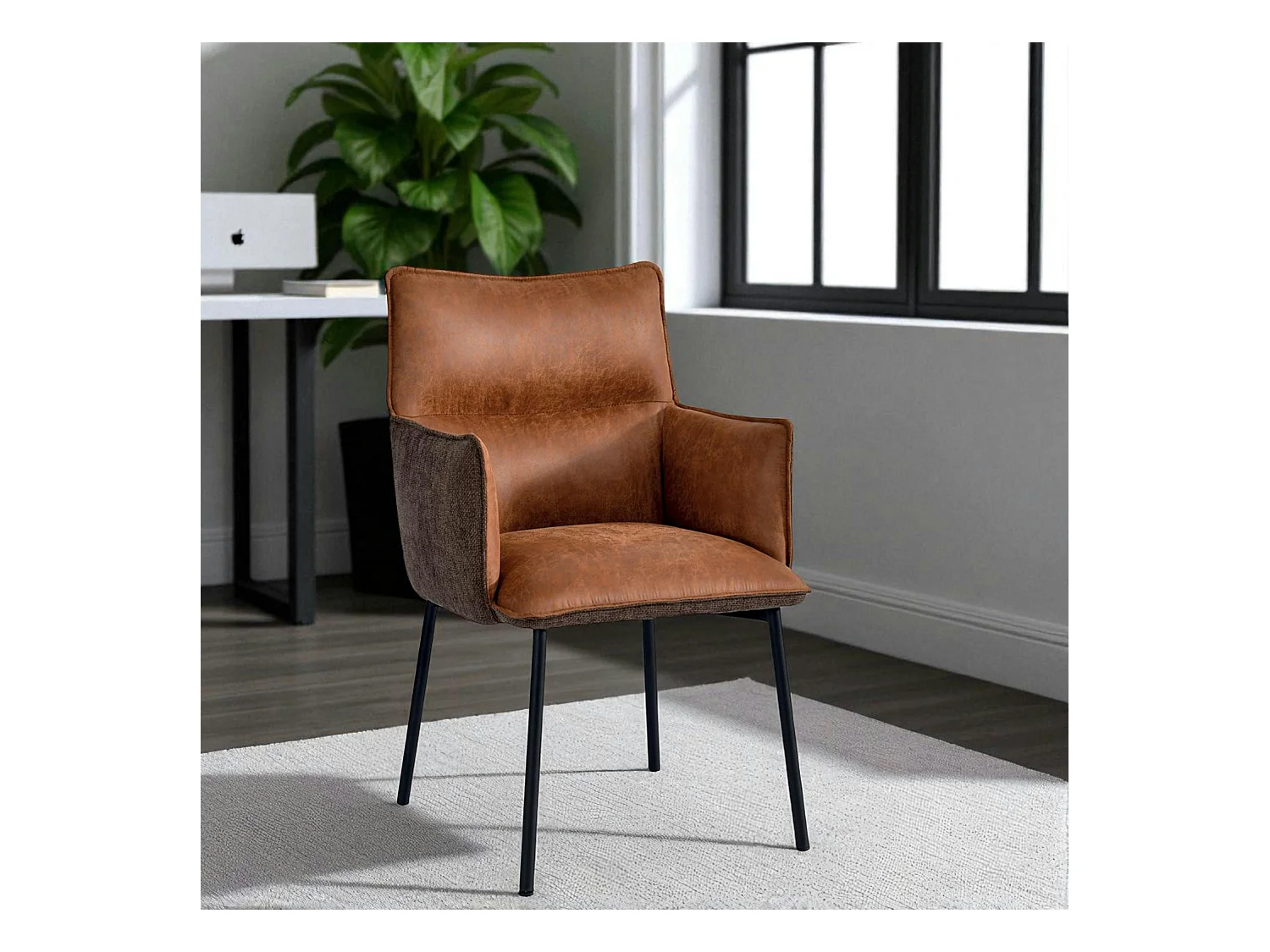 Chaise de salle à manger bi-matière marron (lot de 2) KERALA