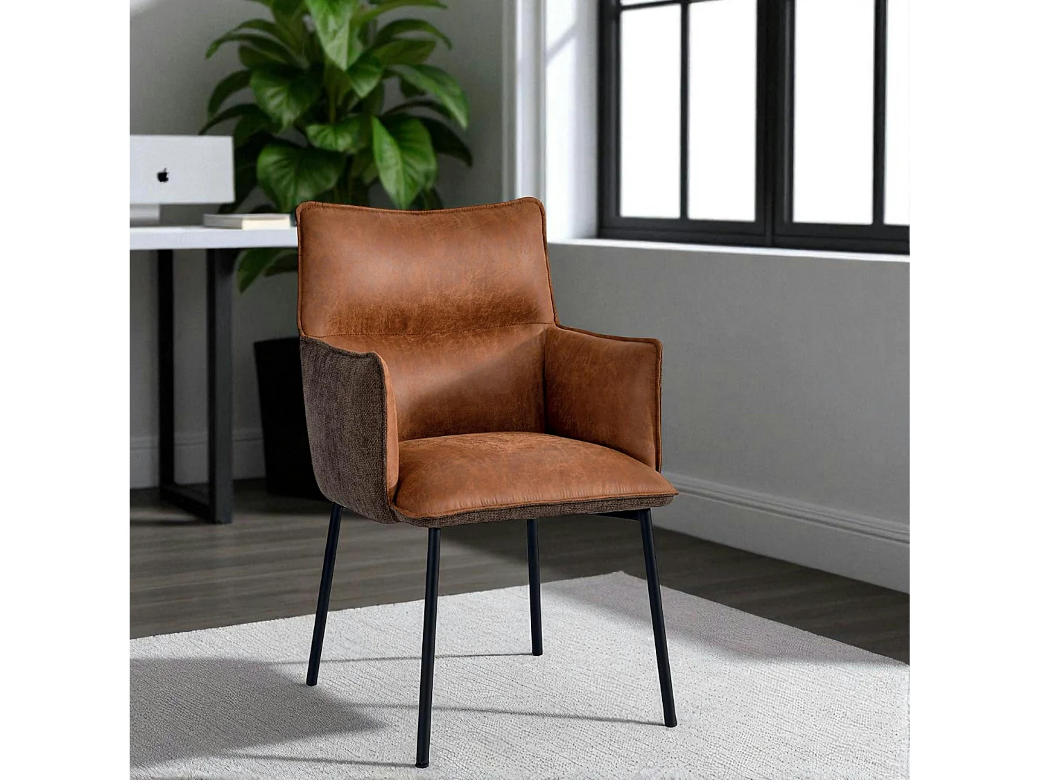 Chaise de salle à manger bi-matière marron (lot de 2) KERALA