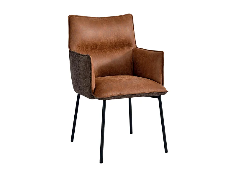 Chaise de salle à manger bi-matière marron (lot de 2) KERALA