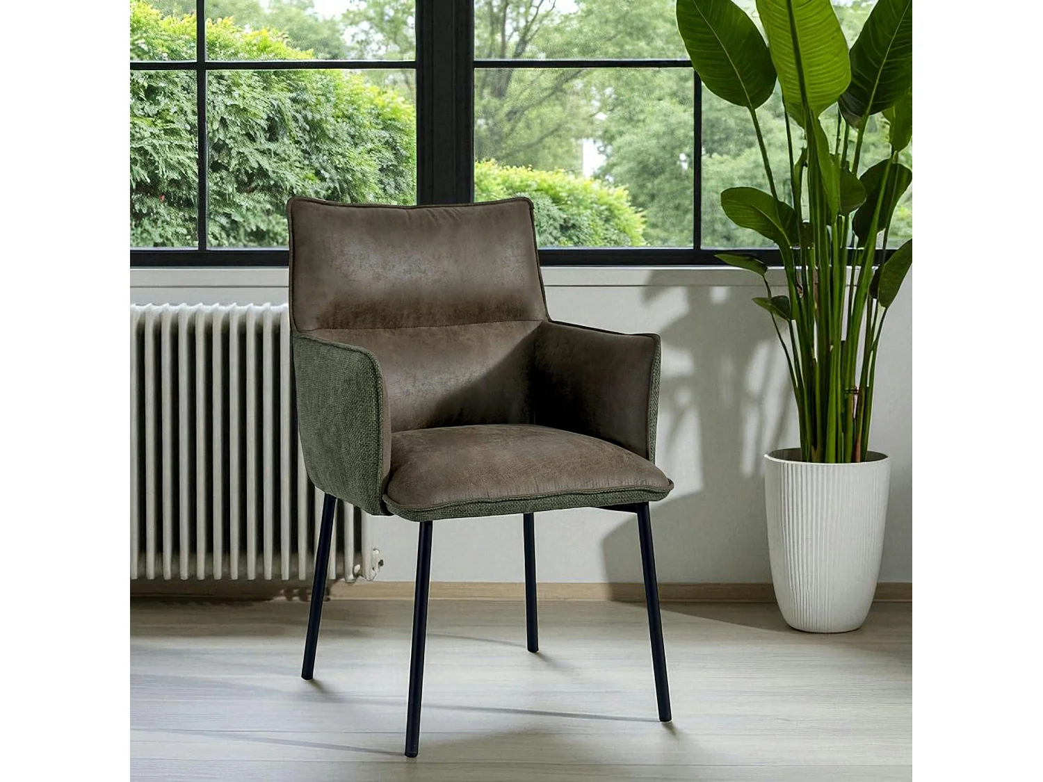Chaise de salle à manger bi-matière verte (lot de 2) KERALA