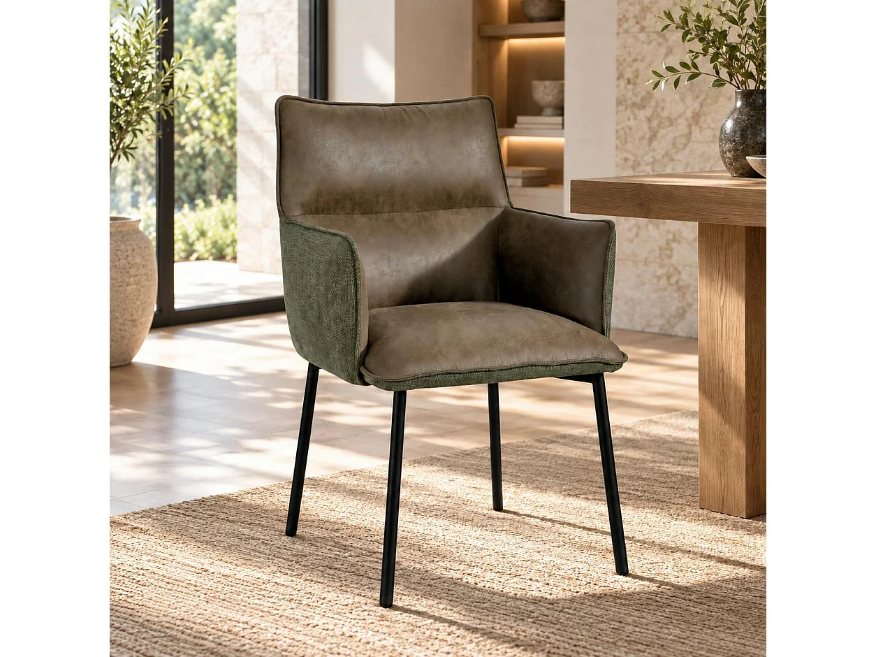 Chaise de salle à manger bi-matière verte (lot de 2) KERALA