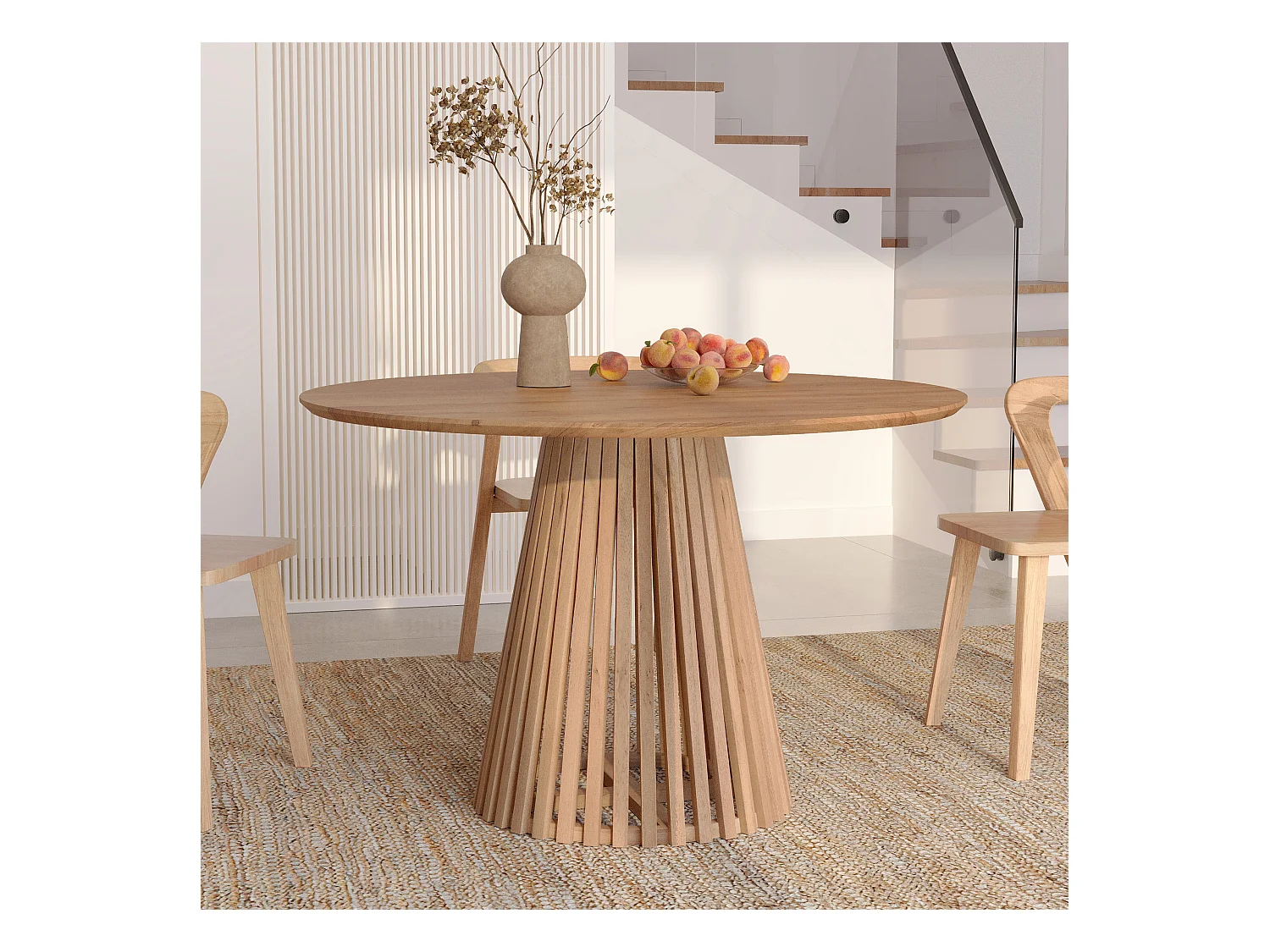Mesa redonda de madera de acacia para 4 personas - Képès
