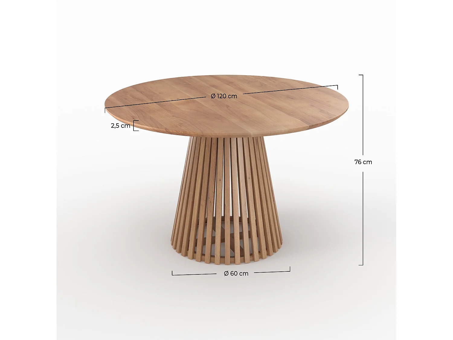 Mesa redonda de madera de acacia para 4 personas - Képès