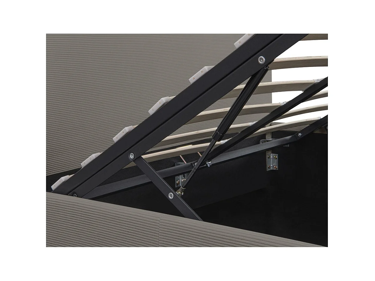 Cadre de lit EDGAR avec coffre de rangement et tête de lit en velours côtelé gris - couchage 160x200cm