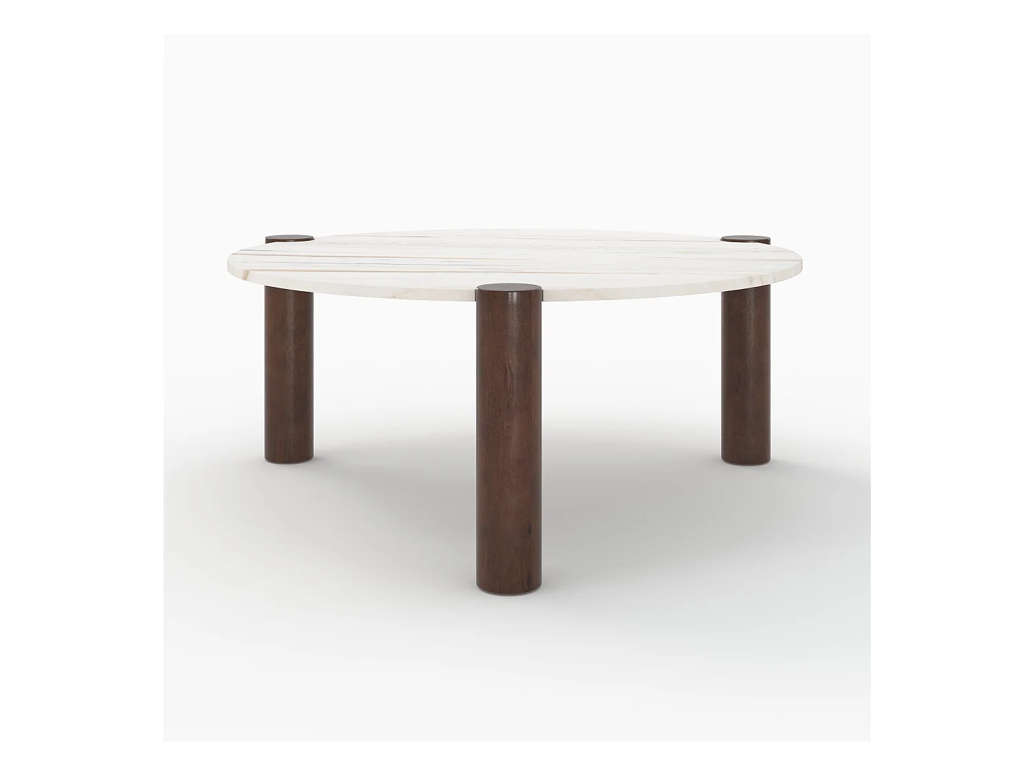 Tavolino rotondo in marmo e legno di mango D86 cm - Pauline