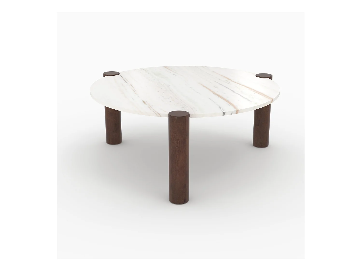 Mesa baja redonda de mármol y madera de mango D86 cm - Pauline