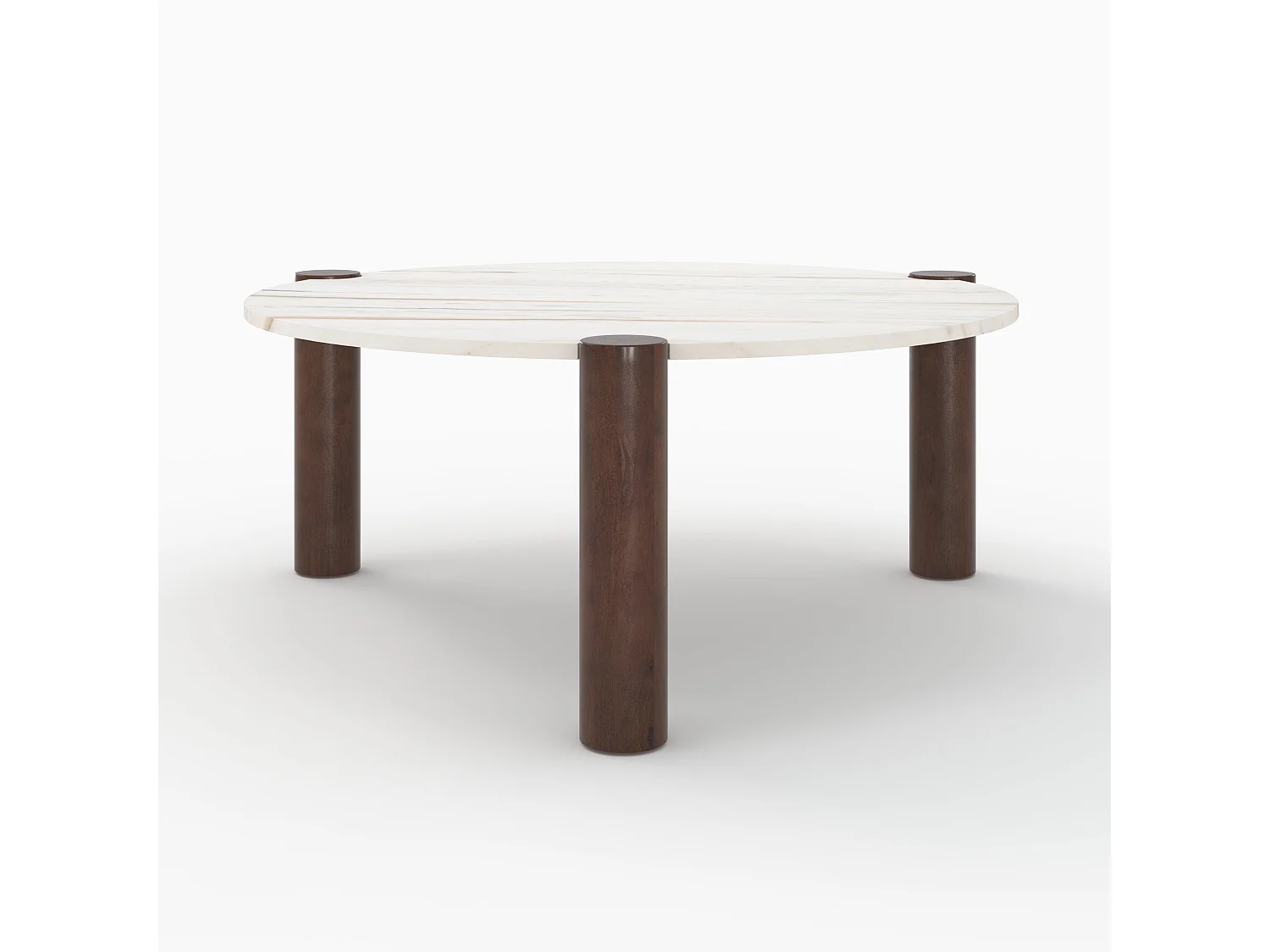 Tavolino rotondo in marmo e legno di mango D86 cm - Pauline