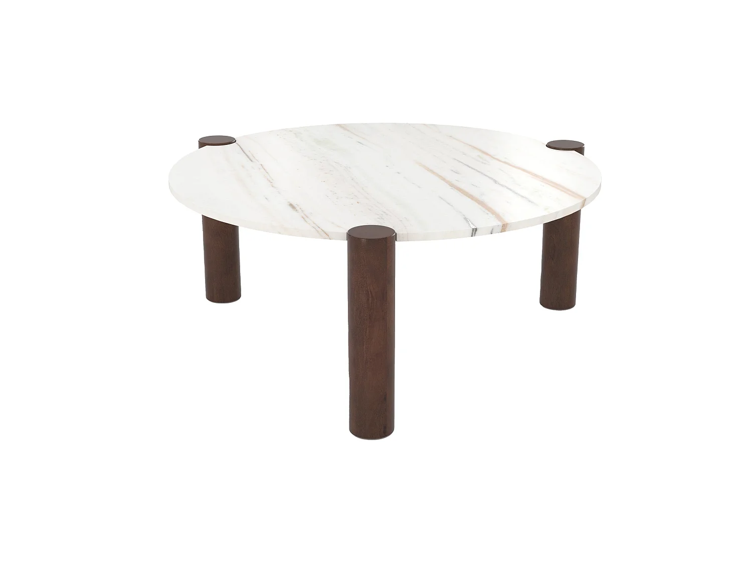 Tavolino rotondo in marmo e legno di mango D86 cm - Pauline