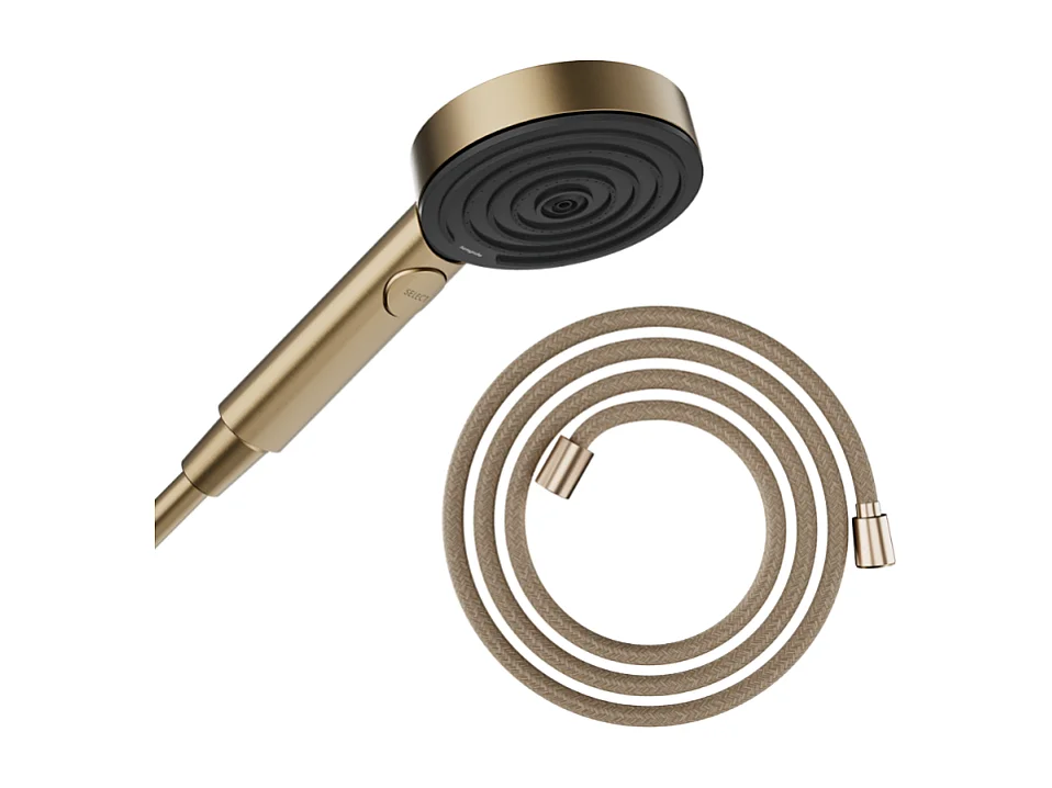 Pommeau de douche HANSGROHE Pulsify Select EcoSmart 105 3 jets relaxation + Flexible 200 cm Designflex Bronze brossé