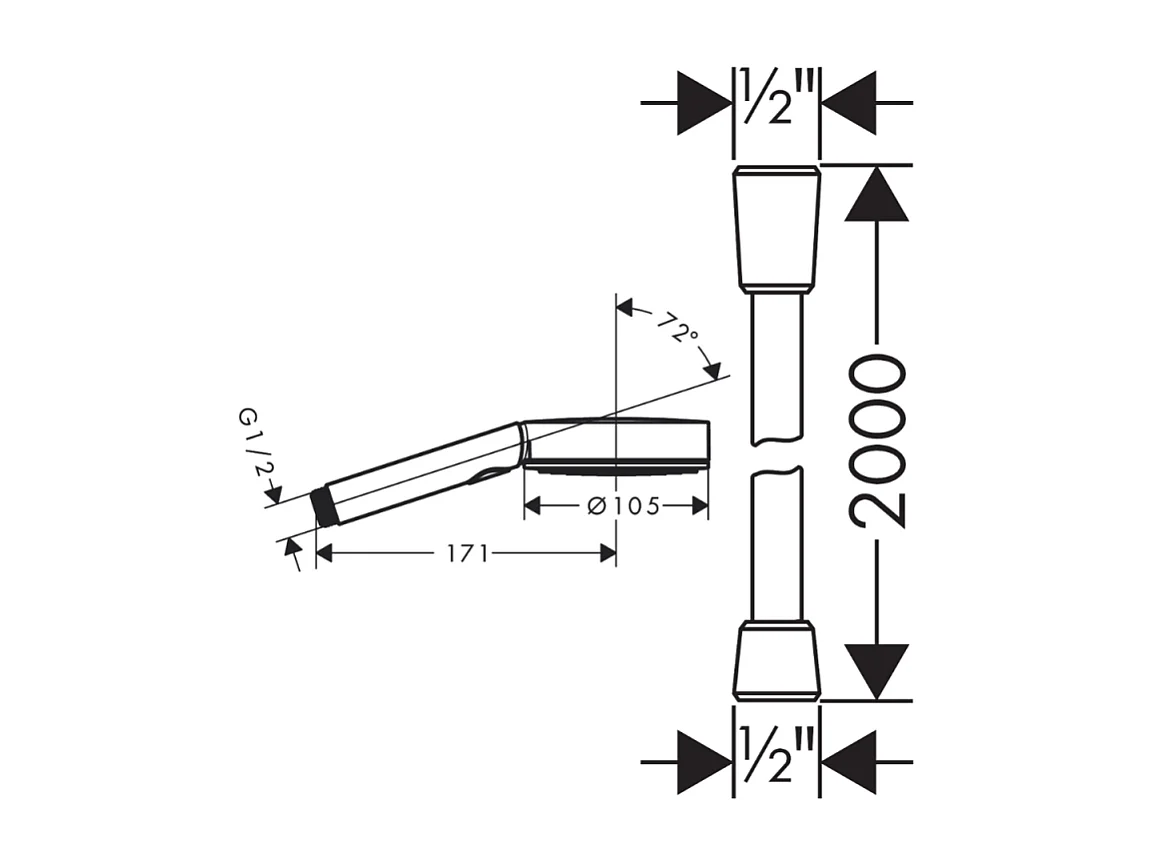 Pommeau de douche HANSGROHE Pulsify Select EcoSmart 105 3 jets relaxation + Flexible 200 cm Designflex Bronze brossé
