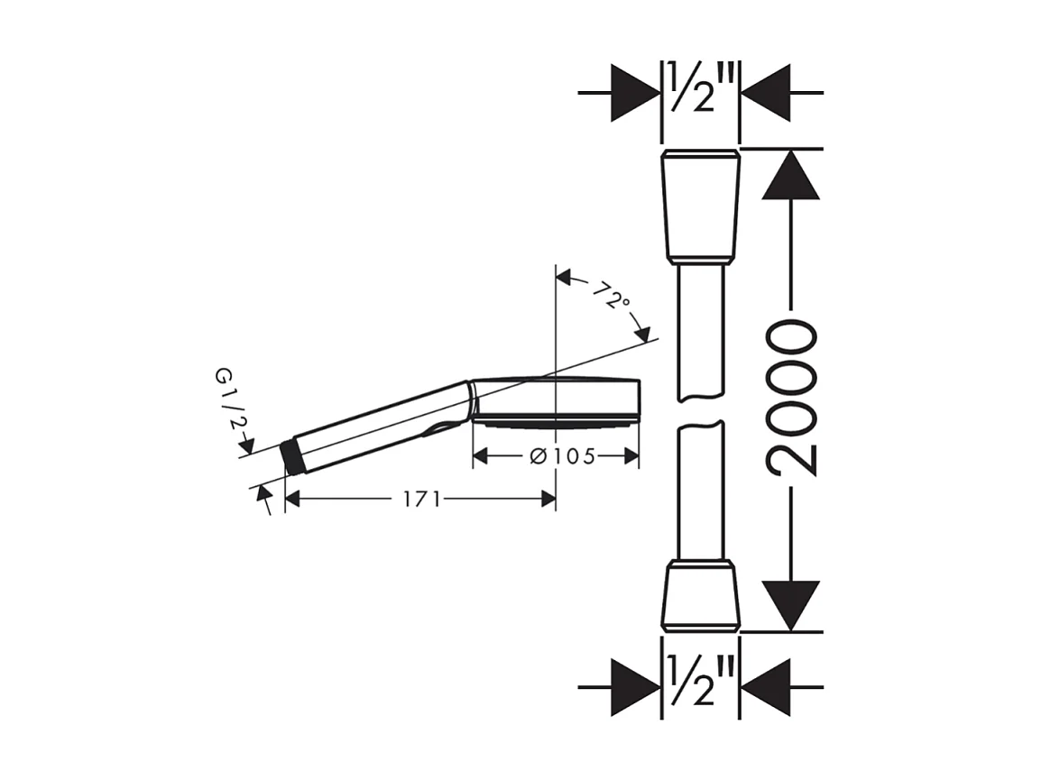 Pommeau de douche HANSGROHE Pulsify Select EcoSmart 105 3 jets relaxation + Flexible 200 cm Designflex Bronze brossé