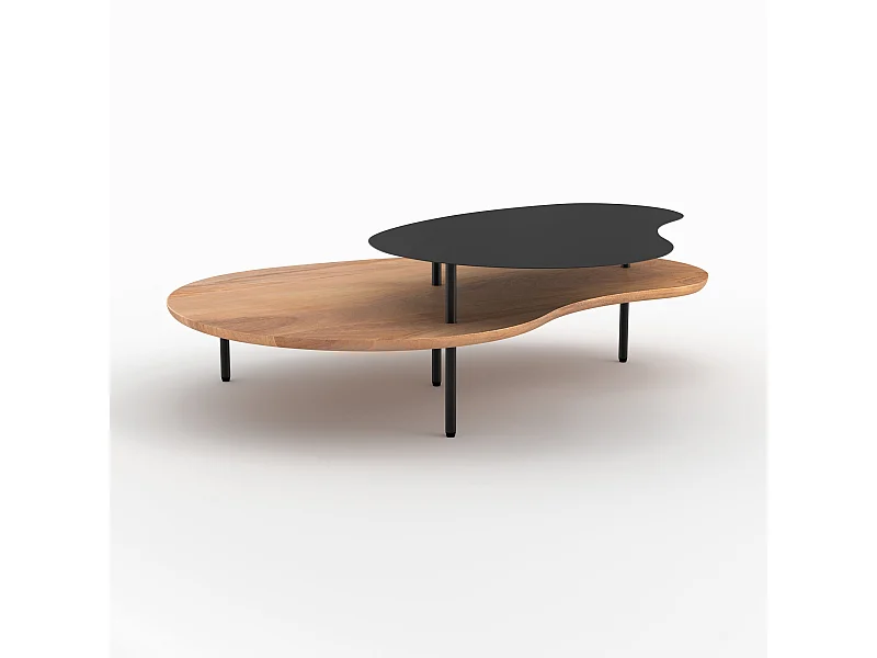 Mesas apilables de madera y metal negro (juego de 2) - Moji