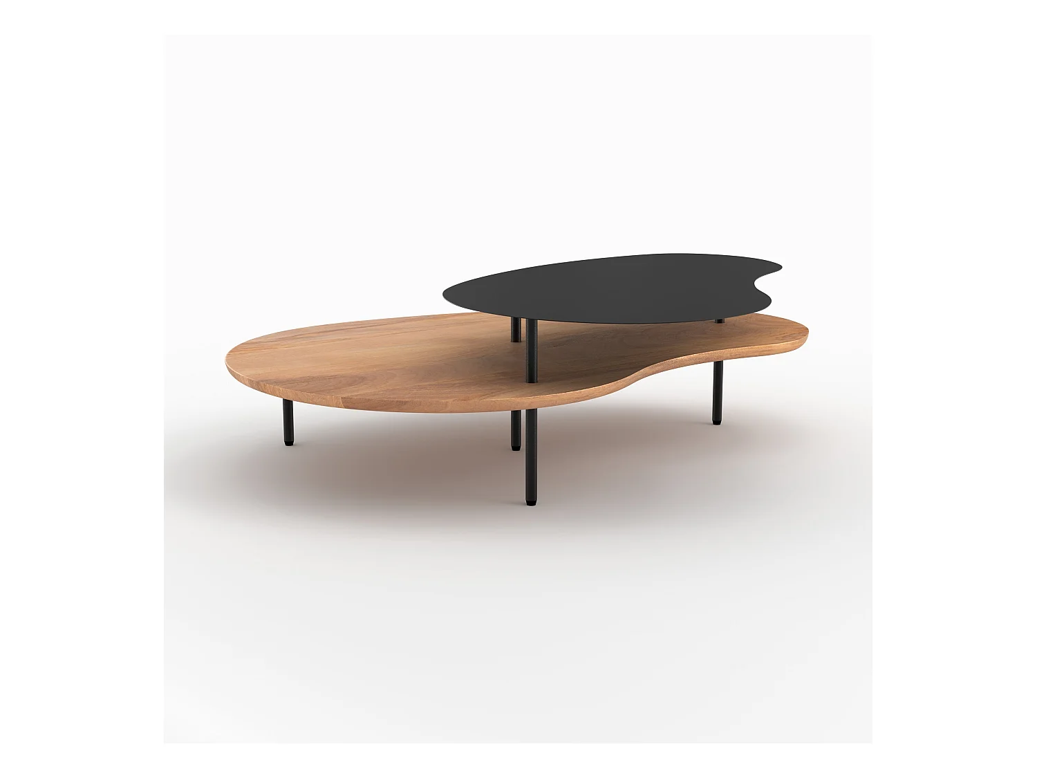 Tables gigognes en bois et metal noir (lot de 2) - Moji