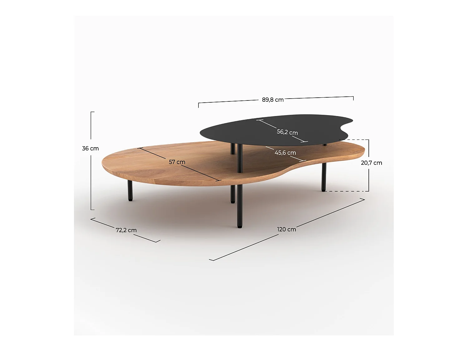 Tables gigognes en bois et metal noir (lot de 2) - Moji