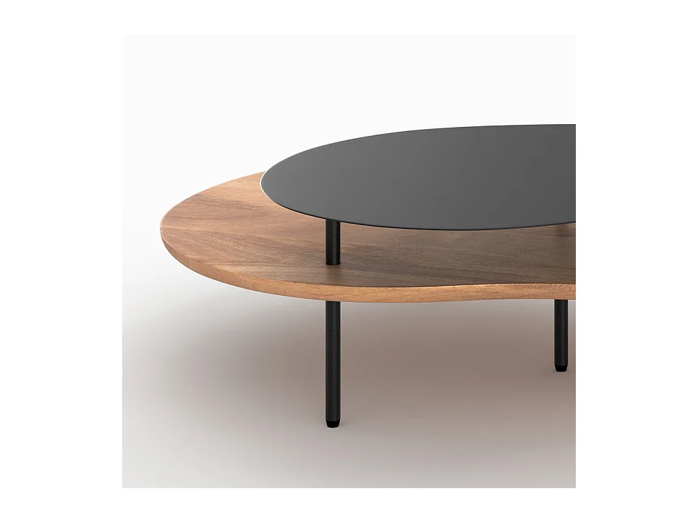 Tavolini impilabili in legno e metallo nero (set di 2) - Moji