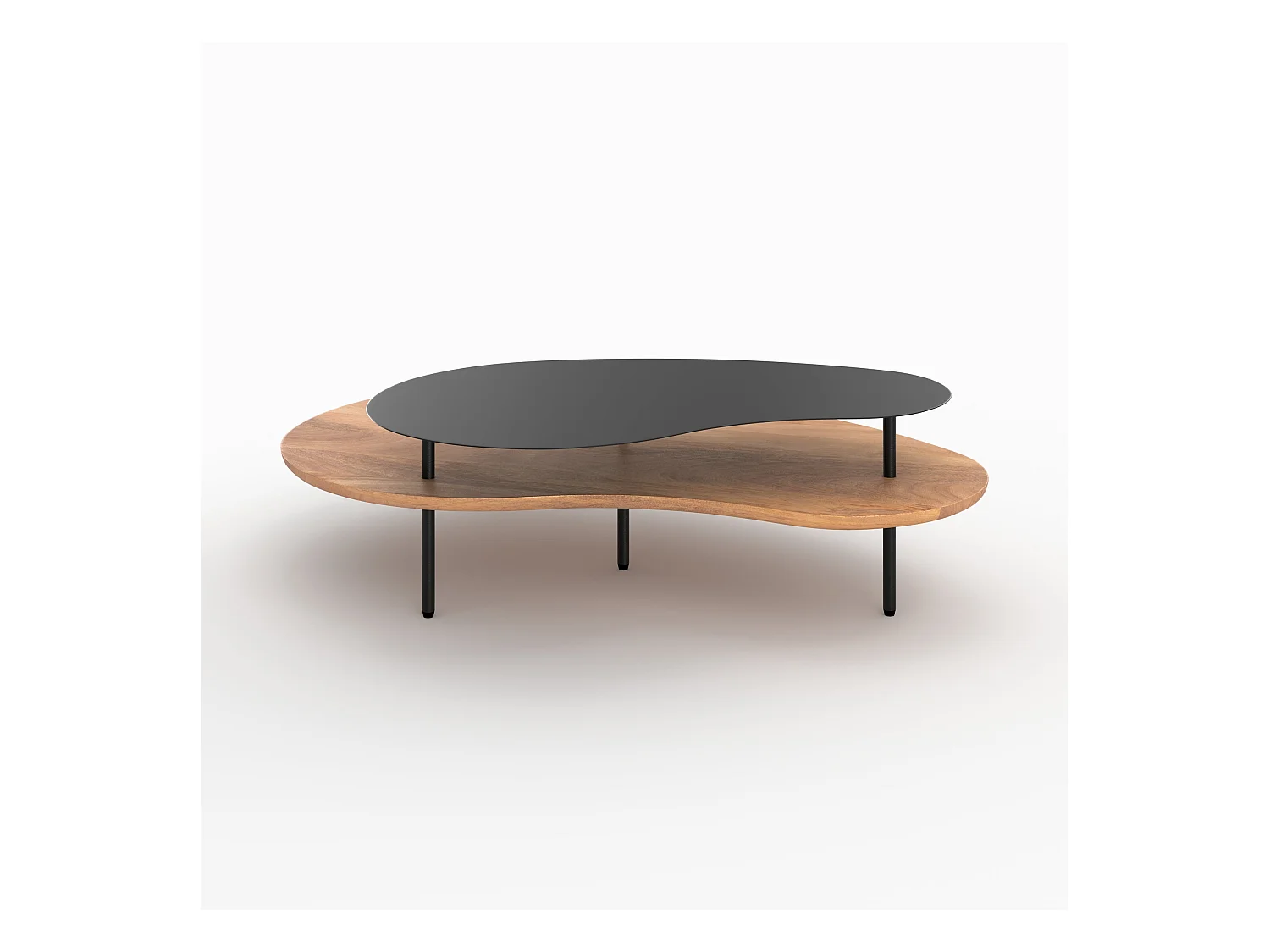 Tavolini impilabili in legno e metallo nero (set di 2) - Moji