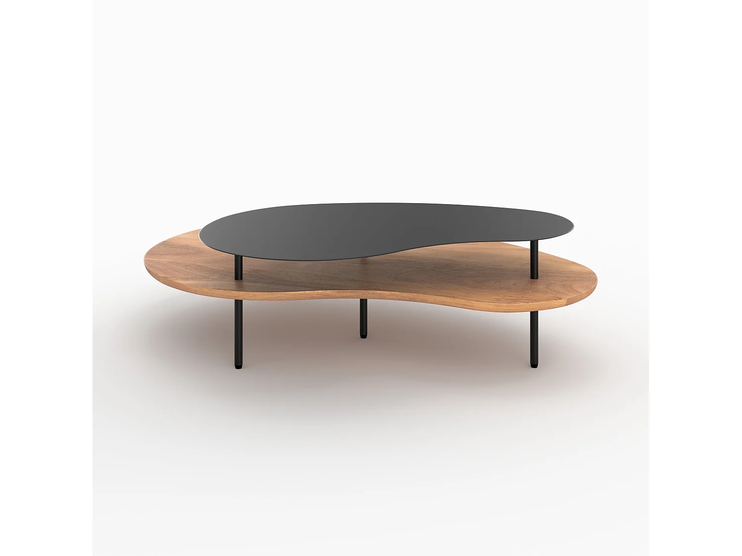 Tavolini impilabili in legno e metallo nero (set di 2) - Moji