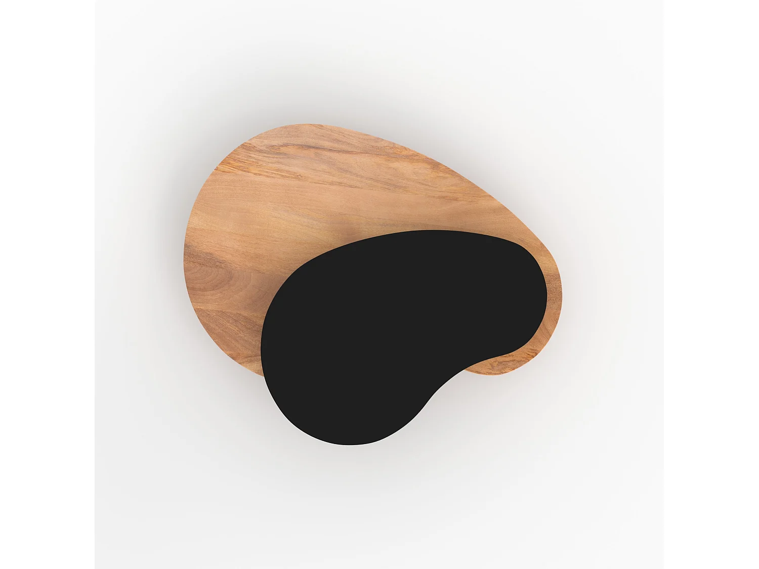 Tavolini impilabili in legno e metallo nero (set di 2) - Moji