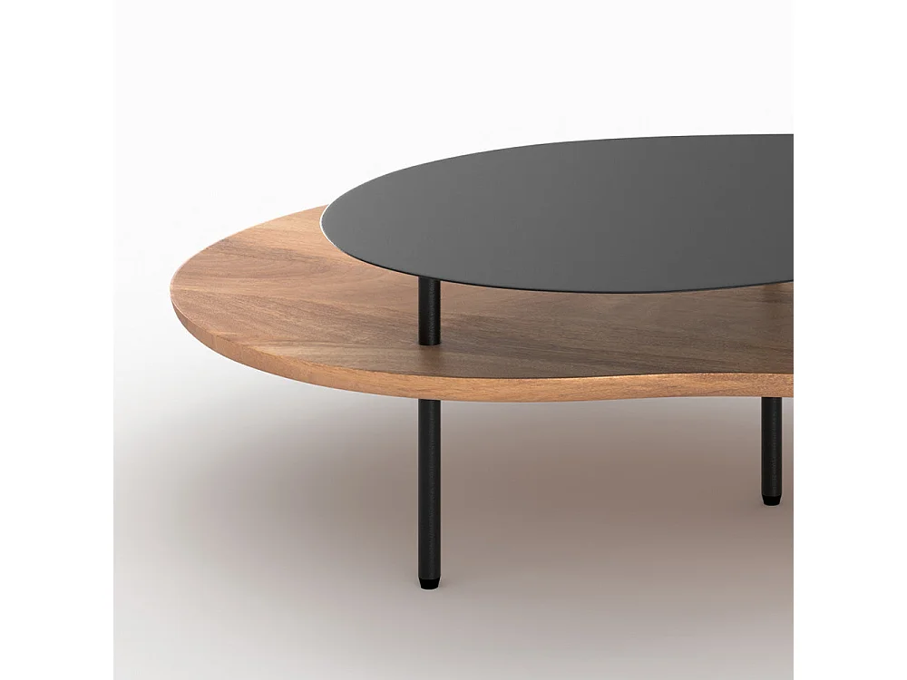 Tavolini impilabili in legno e metallo nero (set di 2) - Moji