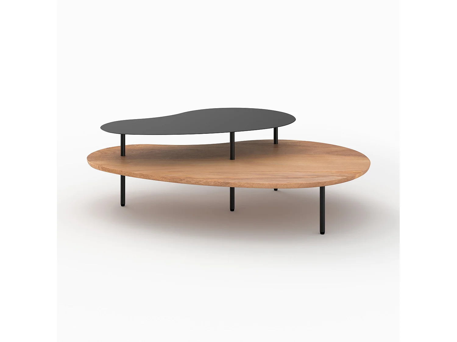 Tavolini impilabili in legno e metallo nero (set di 2) - Moji