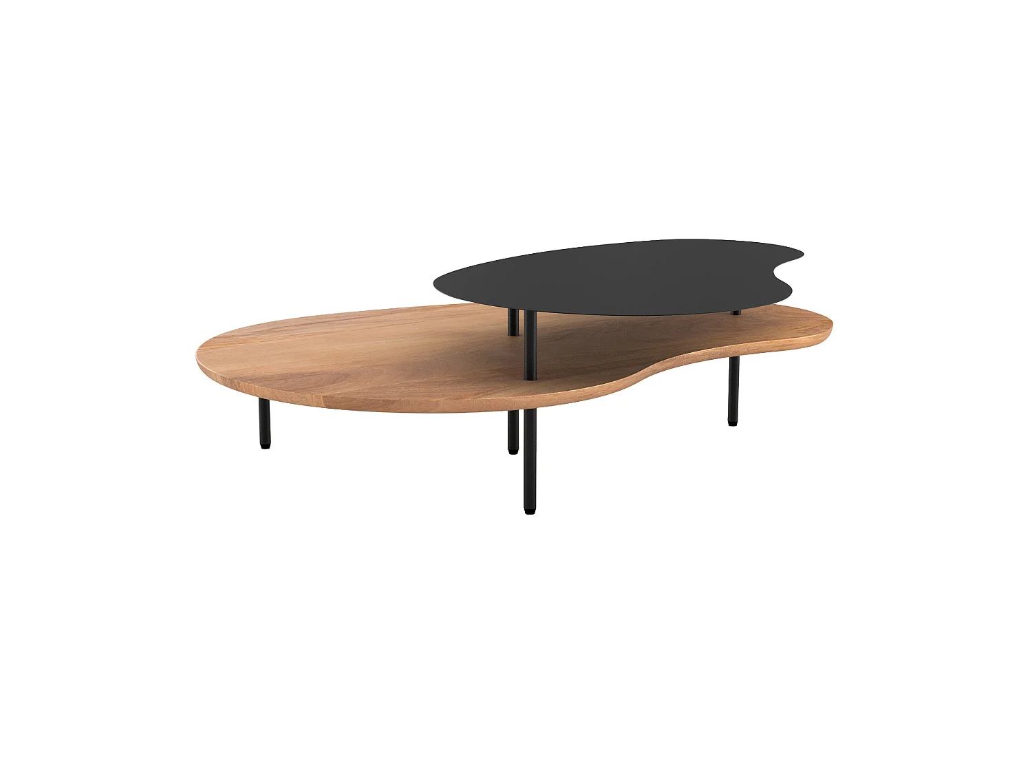 Tavolini impilabili in legno e metallo nero (set di 2) - Moji