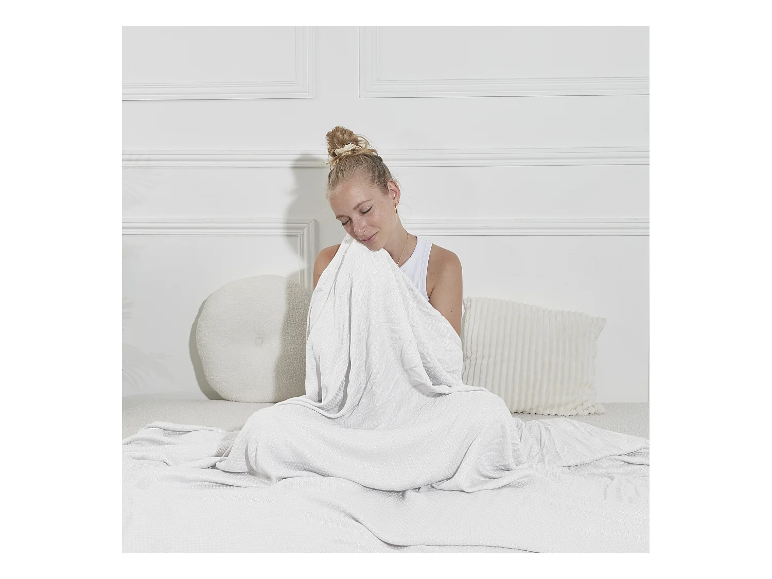 Couvre-lit Bambou Rafraîchissant 150x200cm - Motif Uni