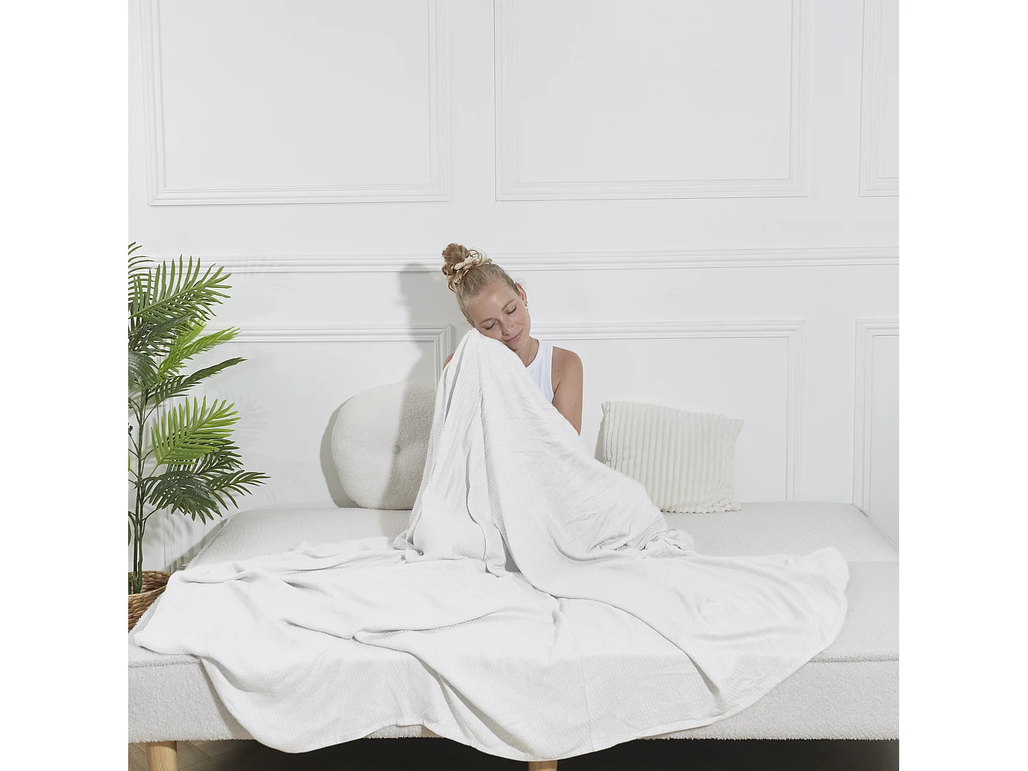 Couvre-lit Bambou Rafraîchissant 150x200cm - Motif Uni