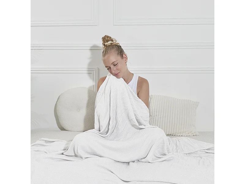 Couvre-lit Bambou Rafraîchissant 150x200cm - Motif Uni