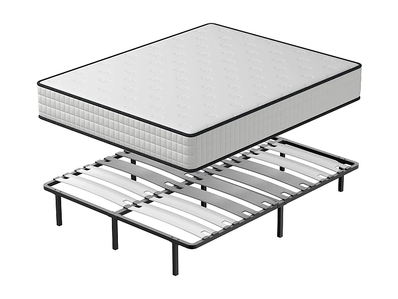 Ensemble Matelas en mousse + Sommier avec lattes larges 160x200cm, Epaisseur du Matelas 22cm