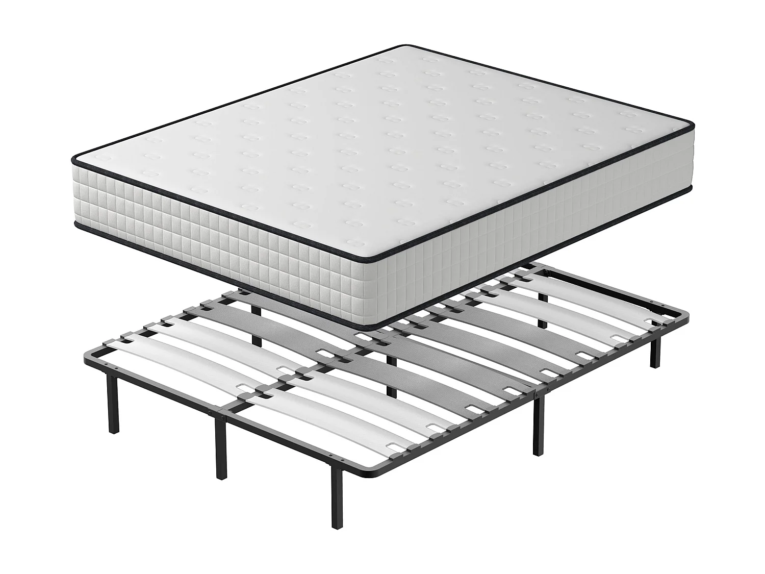 Ensemble Matelas en mousse + Sommier avec lattes larges 160x200cm, Epaisseur du Matelas 22cm