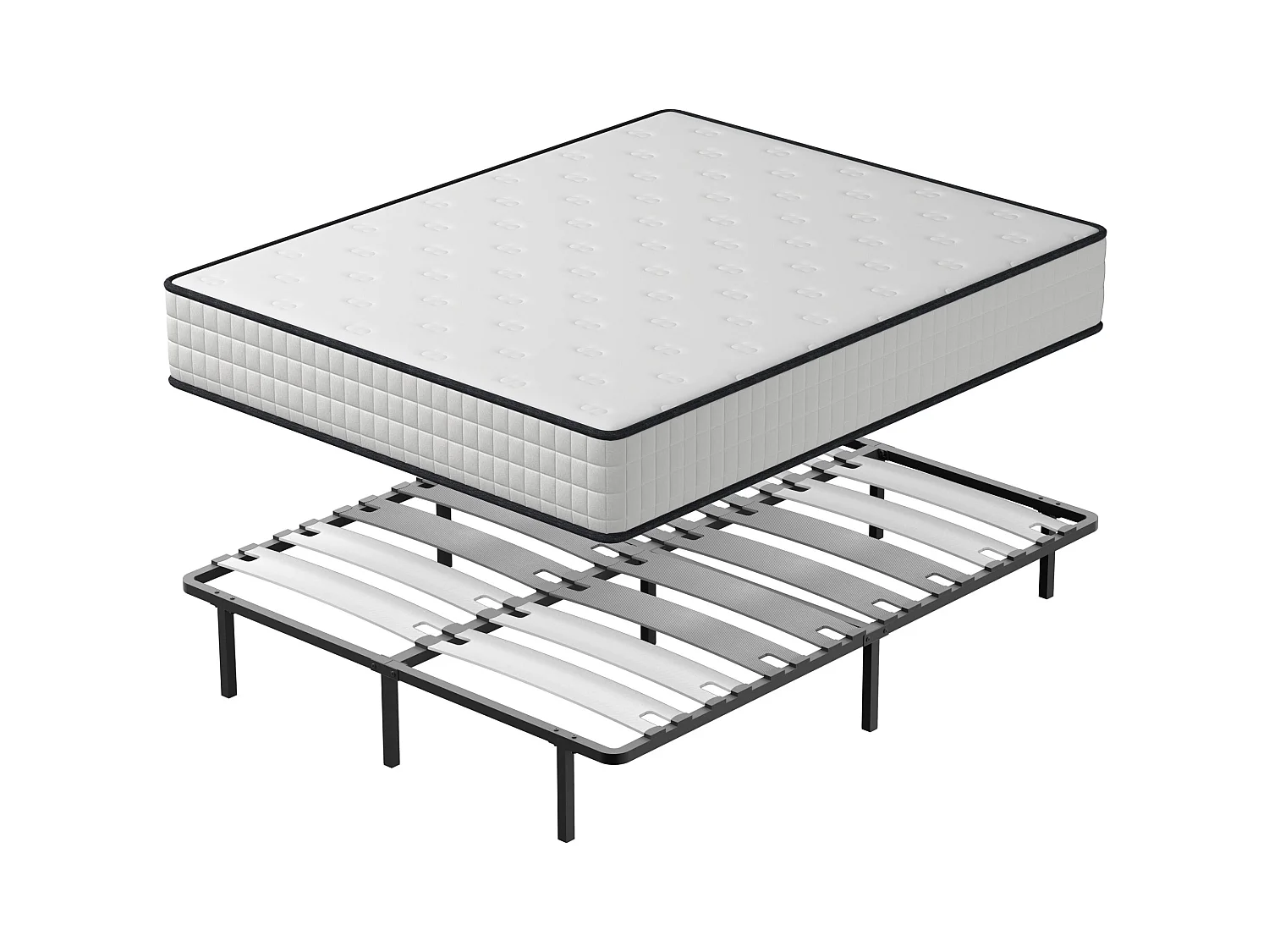 Ensemble Matelas en mousse + Sommier avec lattes larges 160x200cm, Epaisseur du Matelas 22cm