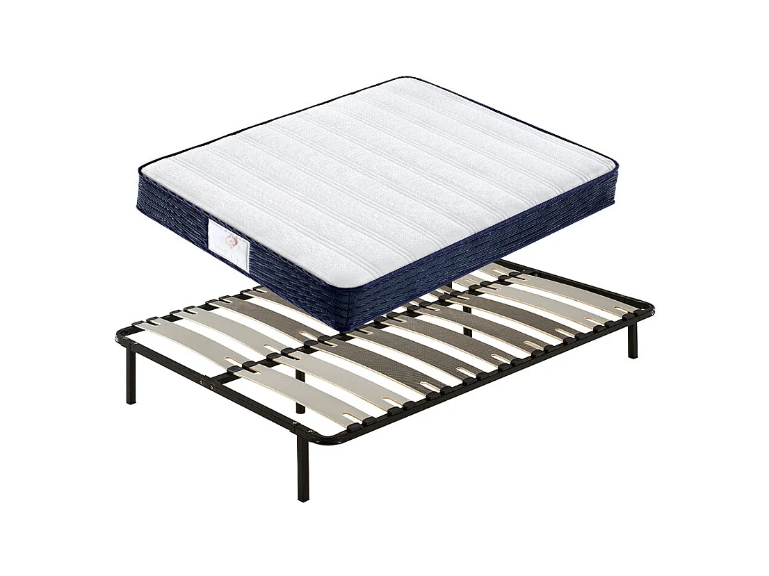 Ensemble Matelas à ressorts + Sommier avec lattes larges 140x190cm, Epaisseur du Matelas 22cm