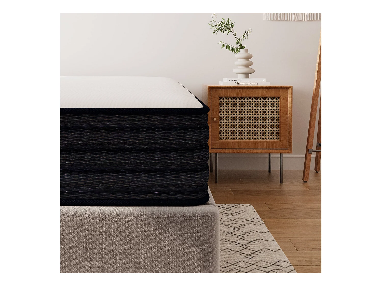 Ensemble Matelas à ressorts + Sommier avec lattes larges 140x190cm, Epaisseur du Matelas 22cm